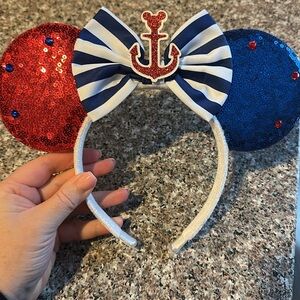 Red and Blue Sequin Mickey Ears Headband